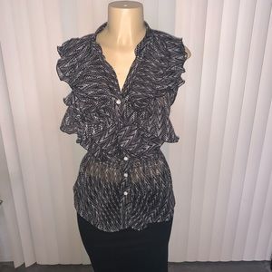 Grace Elements Ruffled Collar Blouse - Translucent